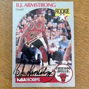 Autographed B.J. Armstrong 1990-91 NBA
Hoops #60 Rookie Card Bulls